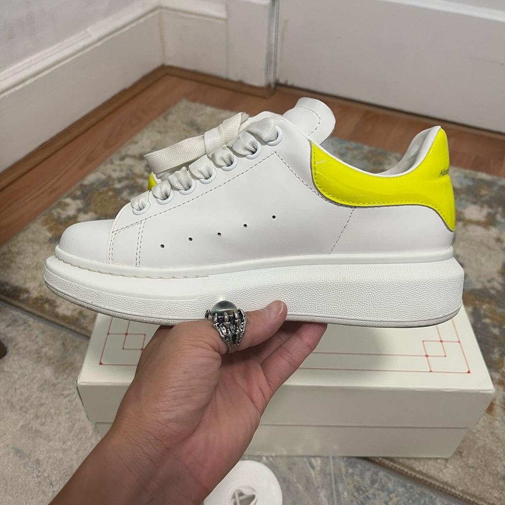 EUC Women Sz 7 (Euro Sz 37) Alexander McQueen Oversized Shoes White/Fluo Yellow - Picture 10 of 17
